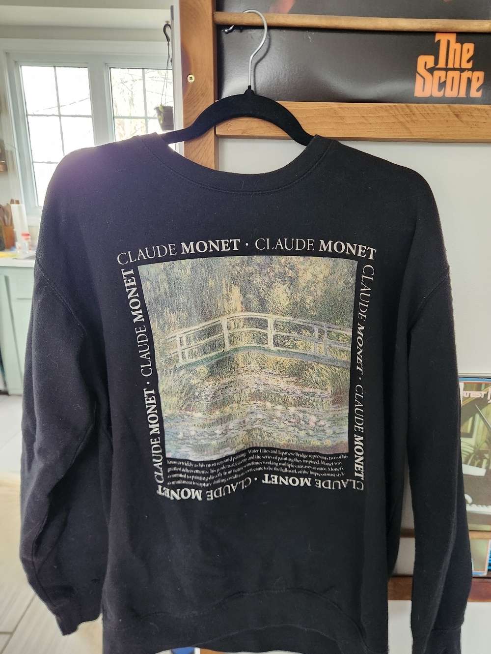 Black Claude Monet Graphic Crewneck Sweatshirt
